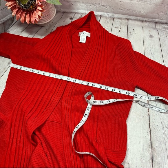 once again Red Open Front Women's Sweater cardigan sz L classic colorful - Picture 7 of 7